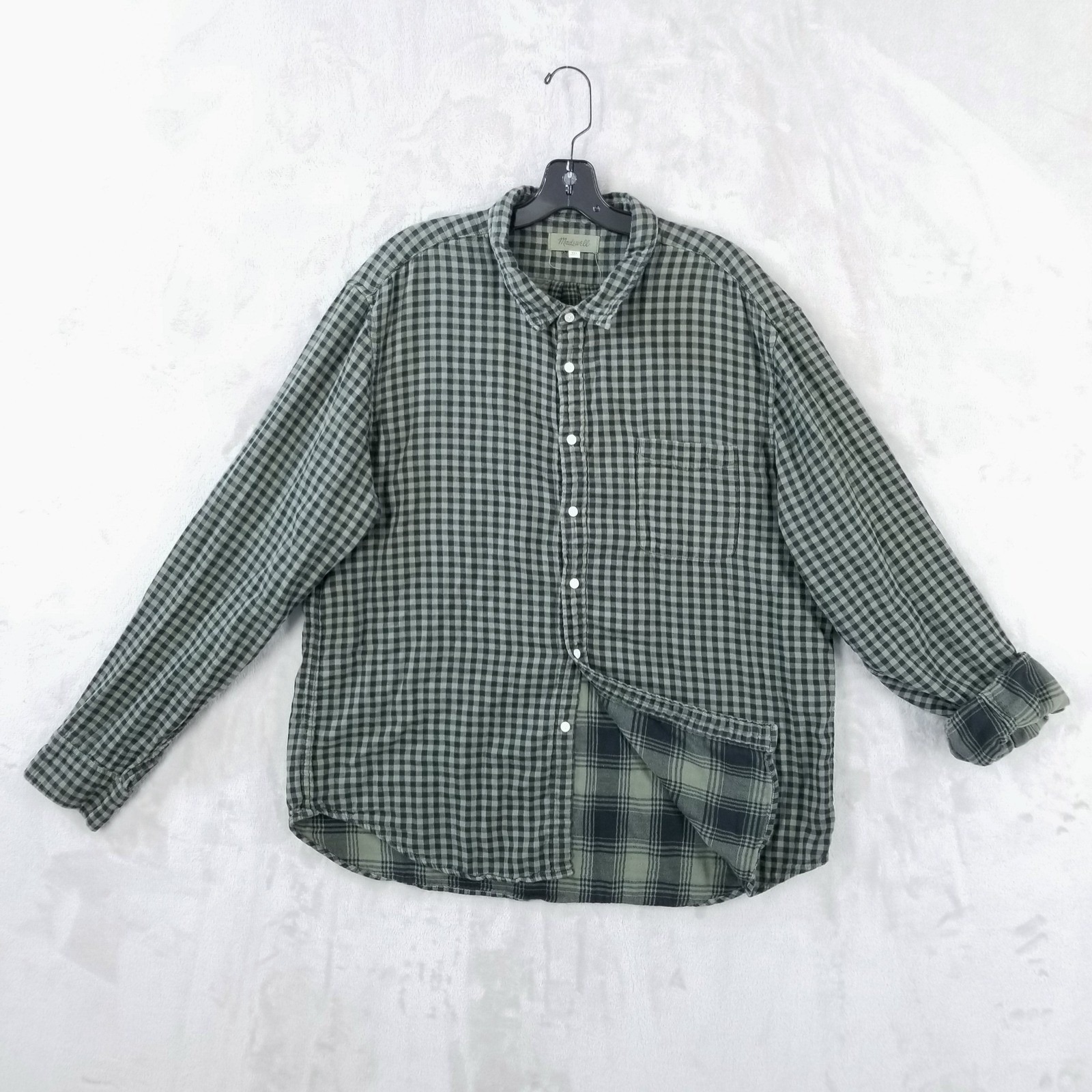 Madewell Double Cloth Shirt Gingham Plaid Long Sleeve Cotton Men Xxl Cabin